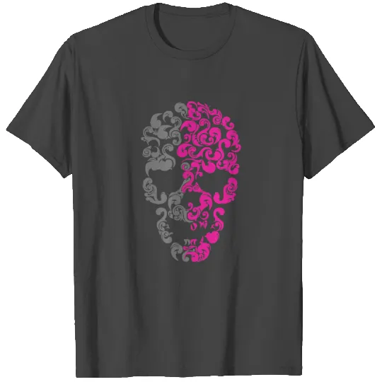Two Coloured Patterned Skull Mens Funny T Shirts