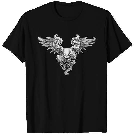Skull,roses and angel wings T Shirts