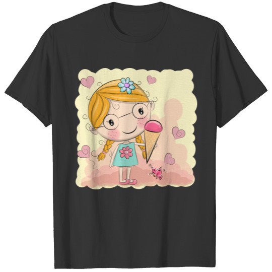 Fun little girl ice cream heart vector image funny T Shirts