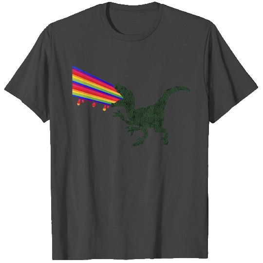 Rainbow Dinosaur Raptor color funny Jurassic Dino T Shirts