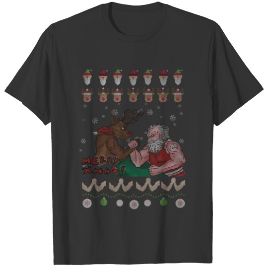 Reinteer vs Santa Claus - Gift xmas Ugly Sweater T-shirt