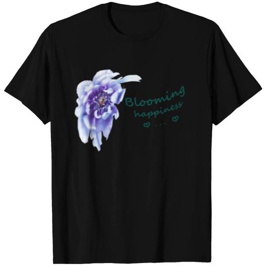 Blue peony flower with text T Shirts