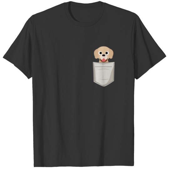 Golden Retriever Puppy In a Pocket T-shirt