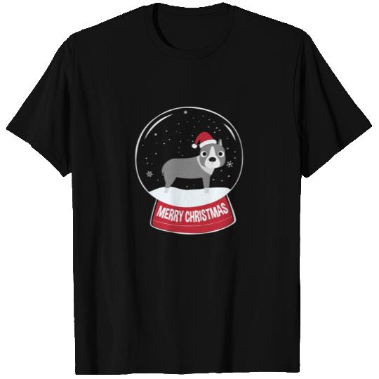 American Stafford Terrier Merry Christmas Snowball T Shirts