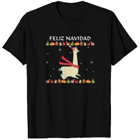 Feliz Navidad Singing Christmas Llama T Shirts
