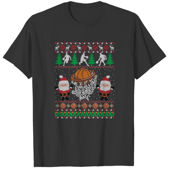 Basketball Ugly Christmas Sweater Holiday Sports T T Shirts
