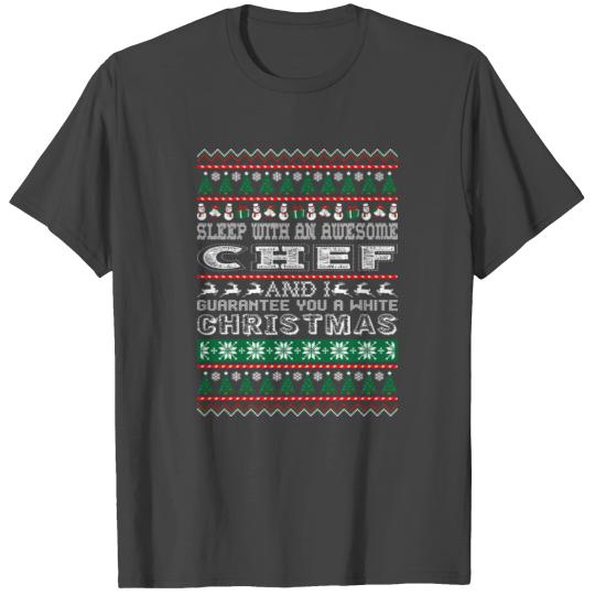 Sleep With Awesome Chef White Christmas T Shirts