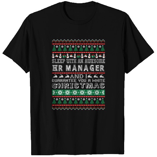 Sleep With Awesome HR Manager White Christmas T Shirts
