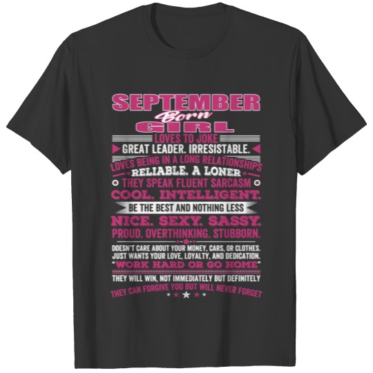 QUALITIES OF THE GIRL BORN IN SEPTEMBER SEPTEMBE T-shirt