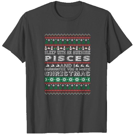 Sleep With Awesome Pisces White Christmas T Shirts