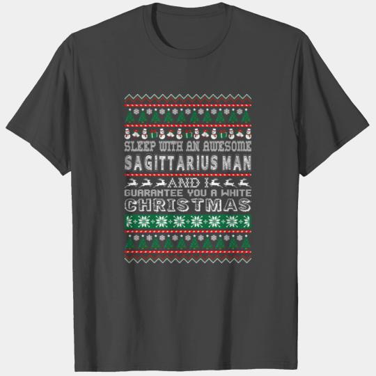 Sleep With Awesome Sagittarius Man White Christmas T Shirts