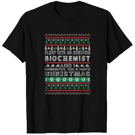 Sleep With Awesome Biochemist White Christmas T Shirts