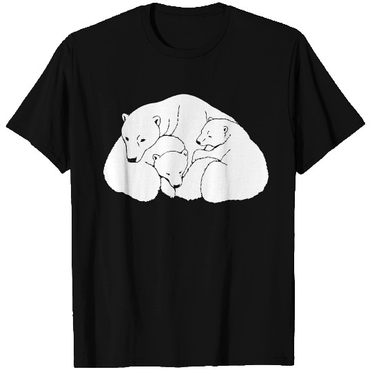 Polar Bear w. Cubs Twins T Shirts