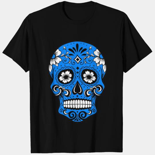 Decorative skull, black, light blue T Shirts