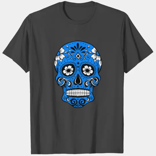Decorative skull, black, light blue T Shirts