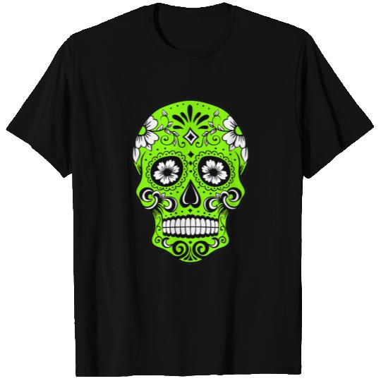Decorative skull, black, lime green T Shirts
