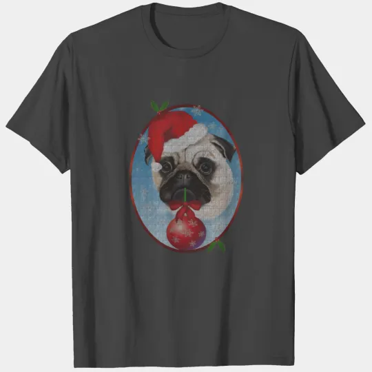 A Very Merry Christmas Pug Oval T Shirts