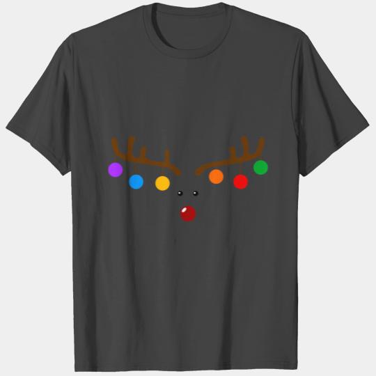 Funny Christmas Reindeer Antlers With Bulbs T Shirts