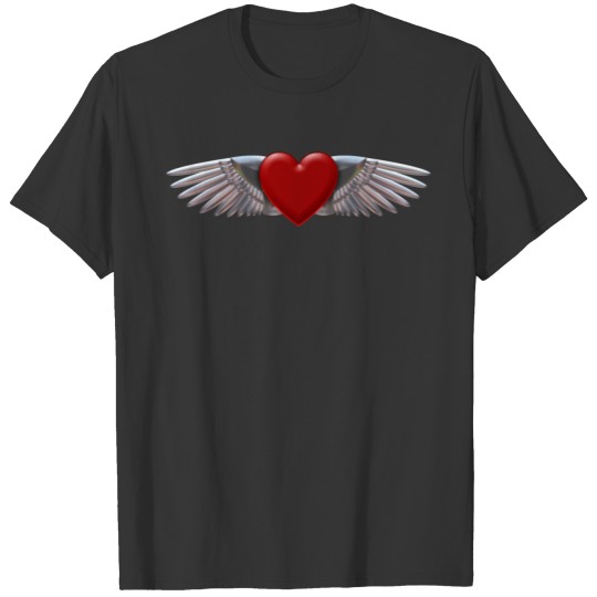 Heart with chromed wingsdesign T-shirt