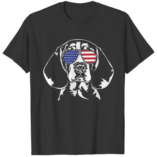 BEAGLE with America Flag Sunglasses T-shirt