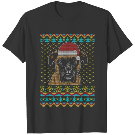 Boxer Ugly Christmas Sweater present T-shirt