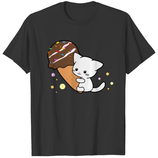 Chocolate Ice Cream Cone Cat Funny Feline T-shirt
