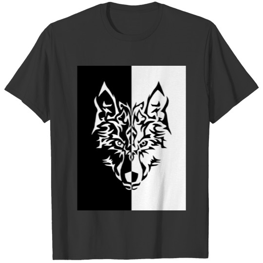 Black And White Tribal Wolf T Shirts