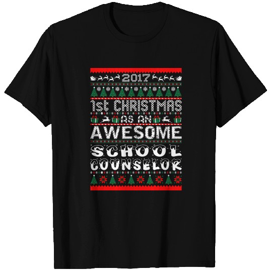2017 1st Christmas Awesome School Counselor T Shirts