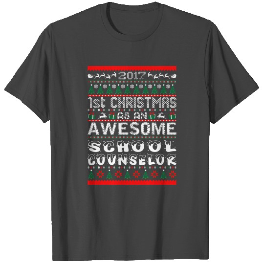 2017 1st Christmas Awesome School Counselor T Shirts
