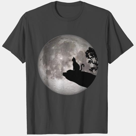 full moon cat werewolf howl cat pet T Shirts