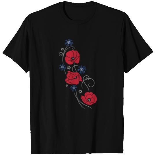 Poppies and cornflowers. Summer design. T Shirts