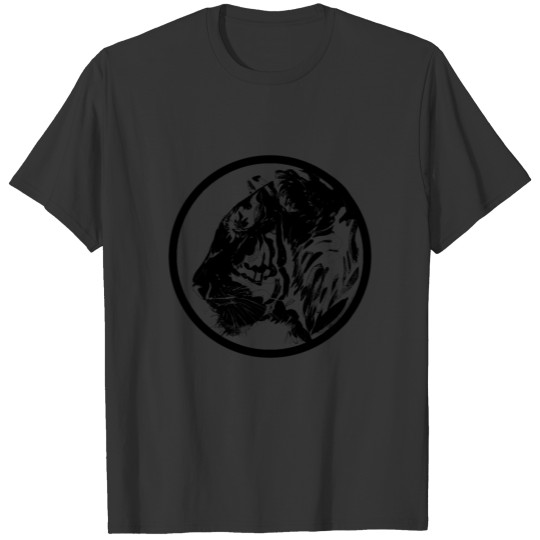 Black tiger in a circle T-shirt
