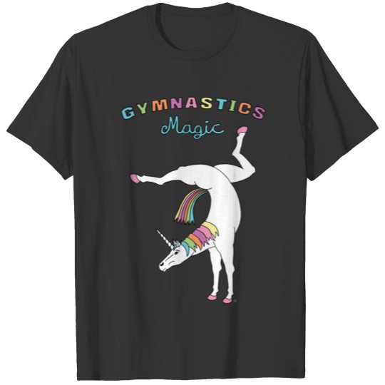 Gymnastics Magic Unicorn Outline T-shirt