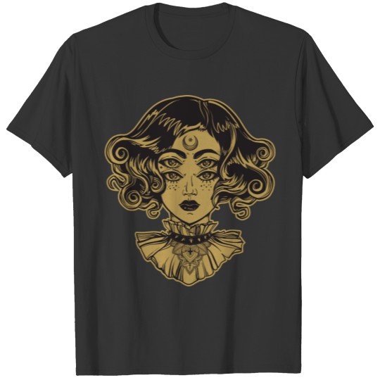 Strange Witch Girl Eyes Gold T Shirts