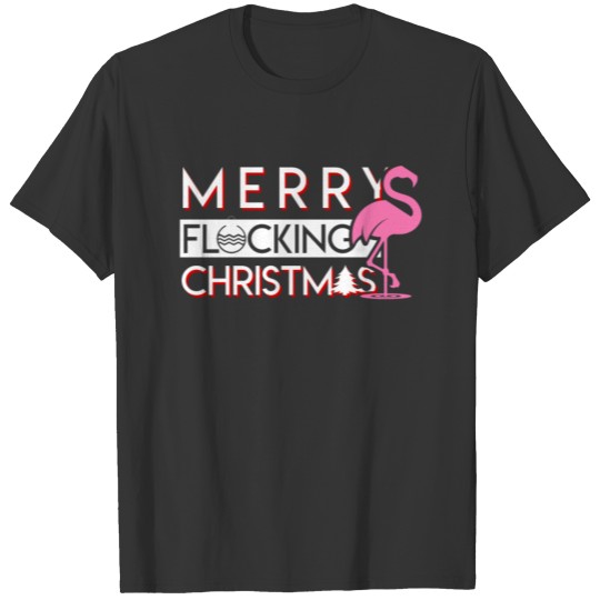 Merry Flock Christmas Flamingo Christmas T-shirt