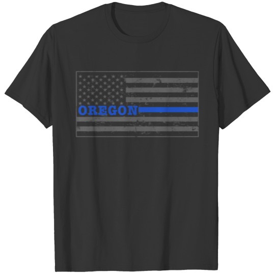 Oregon Police T Shirts Thin Blue Line Flag T Shirts