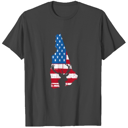 American Flag New Hampshire Deer Hunting T Shirts
