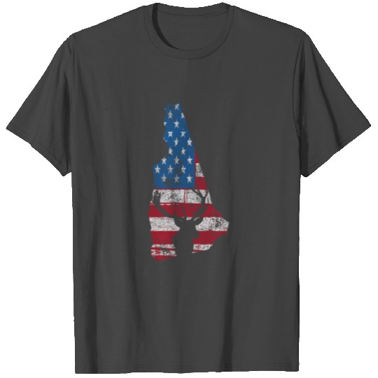 American Flag New Hampshire Deer Hunting Distresse T Shirts