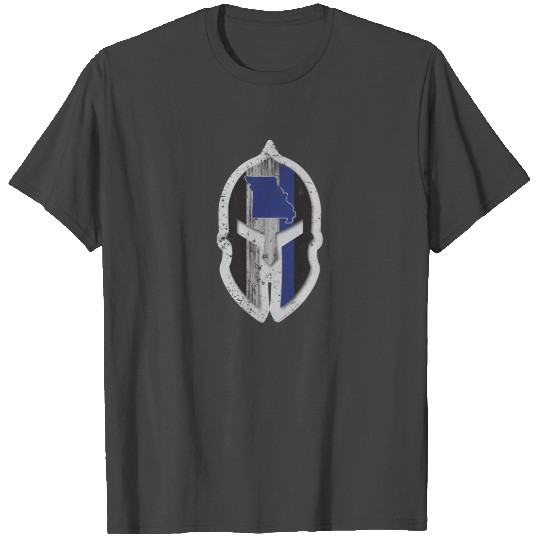Missouri State Highway Patrol Thin Blue Line Spartan Helmet T Shirts