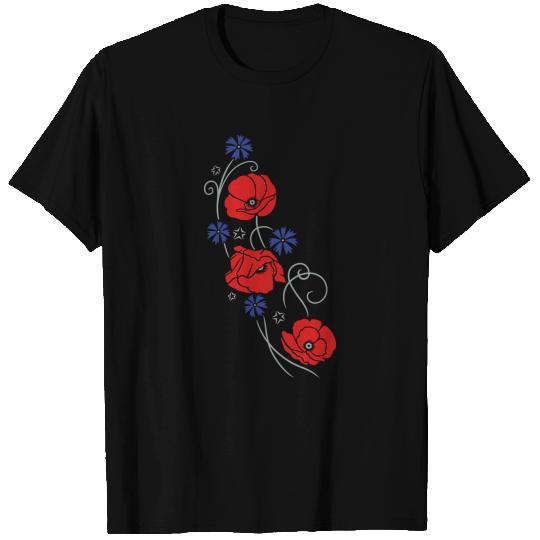 Poppies and cornflowers. Summer design. T Shirts