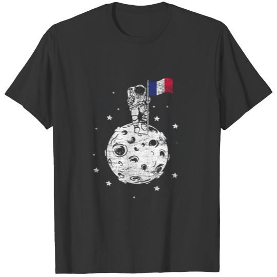 Moon France astronaut gift flag landing planet T-shirt