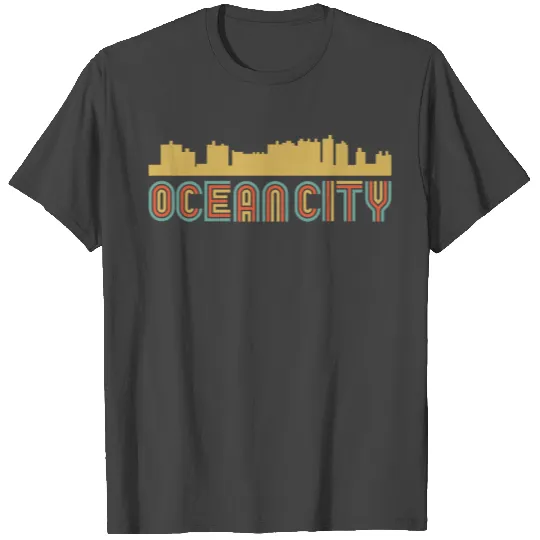 Vintage Style Ocean City Maryland Skyline T Shirts