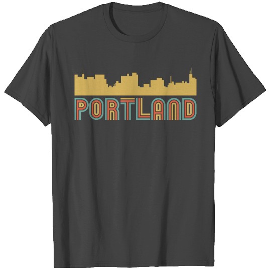 Vintage Style Portland Maine Skyline T Shirts