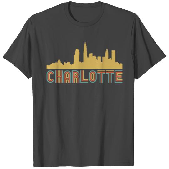 Vintage Style Charlotte North Carolina Skyline T Shirts