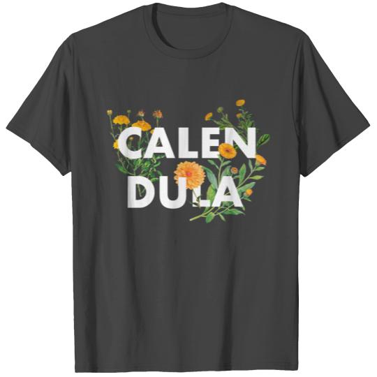 Marigold Calendula Officinalis Flower Design T Shirts