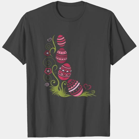 Easter eggs in the grass with flowers and hearts. T Shirts