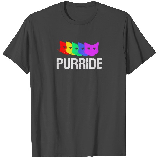 Purride Gay Pride Rainbow Cat Lover Funny T Shirts