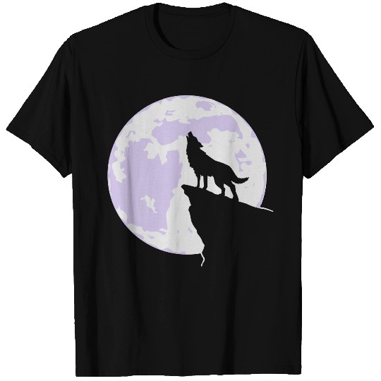 Howling wolf full moon space galaxy gift dog trend T Shirts