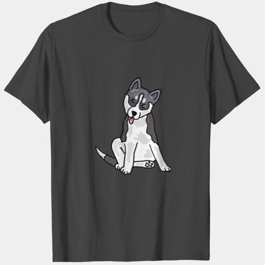 Adorable Grey Siberian Husky Puppy Dog Art T Shirts
