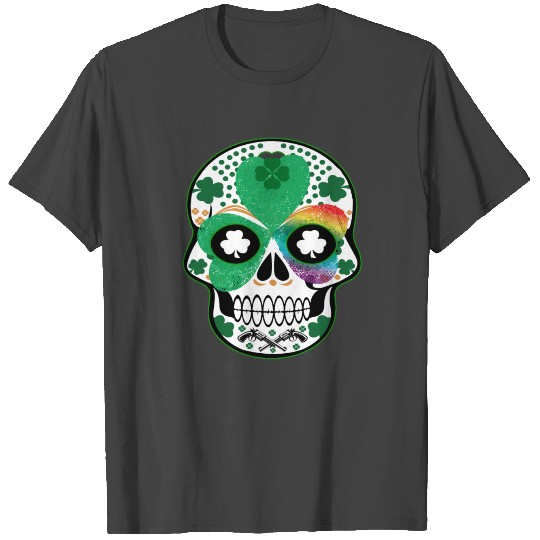 Irish Skull Candy Rainbow - St.Patricks Skull T Shirts